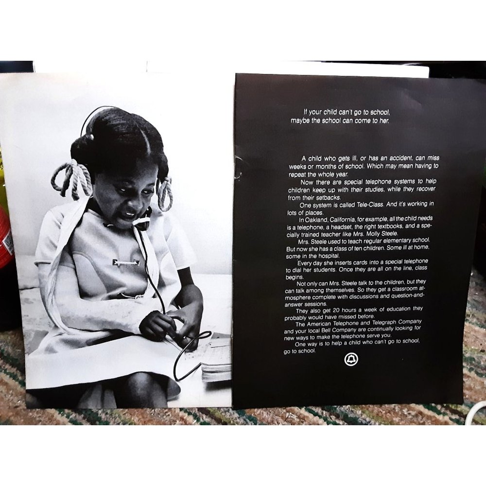 1971 Bell Telephone Child Going To School 2 Page Original Print Ad vintage